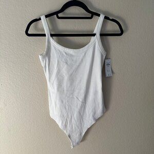 Abercrombie & Fitch White Bodysuit Soft Rib Cotton
